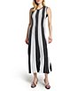 MISOOK Stripe Knit Scoop Neck Sleeveless Dress, Color:Balck/White - Image 1