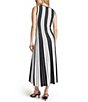 MISOOK Stripe Knit Scoop Neck Sleeveless Dress, Color:Balck/White - Image 2