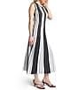 MISOOK Stripe Knit Scoop Neck Sleeveless Dress, Color:Balck/White - Image 3