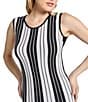MISOOK Stripe Knit Scoop Neck Sleeveless Dress, Color:Balck/White - Image 4