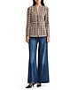 MISOOK Tailored Houndstooth Tweed Knit Wrinkle-Resistant Button-Front Jacket - Image 4
