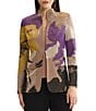 MISOOK Tailored Jacquard Flat Knit Artisan Print Stand Collar Long Sleeve Jacket - Image 1