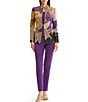 MISOOK Tailored Jacquard Flat Knit Artisan Print Stand Collar Long Sleeve Jacket - Image 6