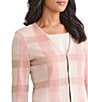 MISOOK Tailored Multi-Color Plaid Knit V-Neck Bracelet Sleeve Jacket, Color:Honey Suckle/Charmeuse/Biscotti - Image 3