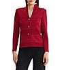 MISOOK Tailored Ottoman Stitch Knit Split Mandarin Collar Long Sleeve Jacket - Image 1