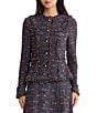 MISOOK Textured Ribbon Knit Multicolored Round Neck Long Sleeve Fringe Trim Button-Front Coordinating Jacket - Image 1