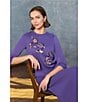 MISOOK Tonal Knit Elastic Waist A-Line Midi Skirt, Color:Concord Purple - Image 4