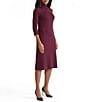 MISOOK Tonal Knit Mock Neck 3/4 Sleeve A-Line Dress, Color:Sangria - Image 3