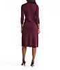 MISOOK Tonal Knit Mock Neck 3/4 Sleeve A-Line Dress, Color:Sangria - Image 2