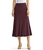 MISOOK Tonal Ribbed Knit No-Roll Waist Pull-On Midi Flared Skirt - Image 1
