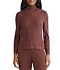 MISOOK Tonal Soft Knit Mock Neck Long Sleeve Top, Color:Truffle - Image 1