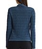 MISOOK Tonal Tweed Knit Sculpted Stand Collar Long Sleeve Button-Front Jacket - Image 2