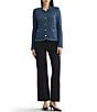 MISOOK Tonal Tweed Knit Sculpted Stand Collar Long Sleeve Button-Front Jacket - Image 4