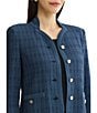 MISOOK Tonal Tweed Knit Sculpted Stand Collar Long Sleeve Button-Front Jacket - Image 5