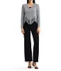 MISOOK Tweed Knit Striped V-Neck Long Sleeve Chevron Fringe Trim Button-Front Jacket - Image 3