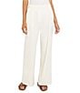 Color:White - Image 1 - Twill High Waisted Wide Leg Tailored Pants