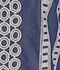 Color:Mazarine/White - Image 4 - Woven Cotton Eyelet Trim Shirt Collar Long Balloon Drop Shoulder Sleeve Blouse