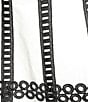MISOOK Woven Eyelet Lace Contrast Trim Round Neck Sleeveless Fit And Flare Maxi Dress, Color:White/Black - Image 3