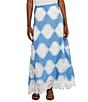 Color:Adriatic Blue/White - Image 1 - Woven Novelty Lace Midi A-Line Coordinating Skirt