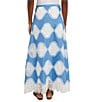 Color:Adriatic Blue/White - Image 2 - Woven Novelty Lace Midi A-Line Coordinating Skirt