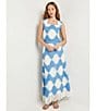 Color:Adriatic Blue/White - Image 4 - Woven Novelty Lace Midi A-Line Coordinating Skirt