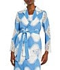 Color:Adriatic Blue/White - Image 3 - Woven Novelty Lace Notch Lapel Long Sleeve Tie Front Jacket