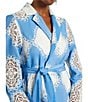 Color:Adriatic Blue/White - Image 4 - Woven Novelty Lace Notch Lapel Long Sleeve Tie Front Jacket