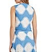 Color:Adriatic Blue/White - Image 2 - Woven Novelty Lace Square Neck Sleeveless Coordinating Cropped Tank