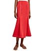 Color:Radiant Pink - Image 1 - Woven Pleated Contrast Stitch A-Line Midi Skirt