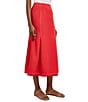 Color:Radiant Pink - Image 3 - Woven Pleated Contrast Stitch A-Line Midi Skirt