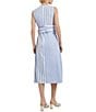 Color:Adriatic Blue/New Ivory - Image 2 - Woven Round Neck Sleeveless Twist Front Detail Midi Shift Dress