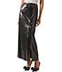 MISOOK Woven Sequin Side Slit Maxi Skirt, Color:Black - Image 1