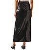 MISOOK Woven Sequin Side Slit Maxi Skirt, Color:Black - Image 2