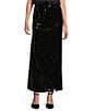 MISOOK Woven Sequin Side Slit Maxi Skirt, Color:Black - Image 6