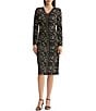 MISOOK Wrinkle-Resistant Abstract Print V-Neck Long Sleeve Sheath Dress - Image 1