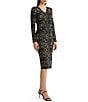 MISOOK Wrinkle-Resistant Abstract Print V-Neck Long Sleeve Sheath Dress - Image 3