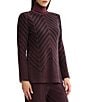MISOOK Wrinkle-Resistant Knit Chevron Turtleneck Long Sleeve Tunic - Image 3
