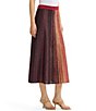 MISOOK Wrinkle-Resistant Lurex Metallic Knit No-Roll Waist Stripe Flared Coordinating Midi Skirt - Image 3