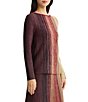 MISOOK Wrinkle-Resistant Shimmer Lurex Metallic Knit Stripe Boat Neck Long Sleeve Coordinating Tunic - Image 3