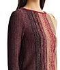 MISOOK Wrinkle-Resistant Shimmer Lurex Metallic Knit Stripe Boat Neck Long Sleeve Coordinating Tunic - Image 5