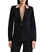 MISOOK Wrinkle-Resistant Tailored Luxe Stretch Ponte Peak Lapel Long Sleeve One-Button Jacket - Image 1