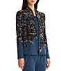 MISOOK Wrinkle Resistant Tailored Speckled Lurex Knit Stand Collar Long Sleeve Open-Front Jacket - Image 3