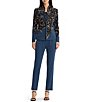MISOOK Wrinkle Resistant Tailored Speckled Lurex Knit Stand Collar Long Sleeve Open-Front Jacket - Image 4