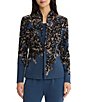 MISOOK Wrinkle Resistant Tailored Speckled Lurex Knit Stand Collar Long Sleeve Open-Front Jacket - Image 1