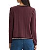MISOOK Wrinkle Resistant Whipstitch Cable Knit Split Round Neck Long Sleeve Jacket - Image 2