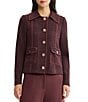 MISOOK Wrinkle-Resistant Zig-Zag Knit Point Collar Long Sleeve Button-Front Jacket - Image 1