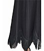 MISOOK x Lani Lynn Coordinating Ribbed Knit Elastic Waist Asymmetrical Fringe Hem Maxi Skirt, Color:Black - Image 5