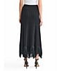 MISOOK x Lani Lynn Coordinating Ribbed Knit Elastic Waist Asymmetrical Fringe Hem Maxi Skirt, Color:Black - Image 2