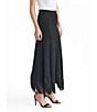 MISOOK x Lani Lynn Coordinating Ribbed Knit Elastic Waist Asymmetrical Fringe Hem Maxi Skirt, Color:Black - Image 3
