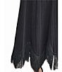 MISOOK x Lani Lynn Coordinating Ribbed Knit Elastic Waist Asymmetrical Fringe Hem Maxi Skirt, Color:Black - Image 4